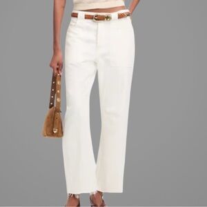 NWT Madewell The Darted Barrel Leg Jeans White Size 32 Retail $138.00